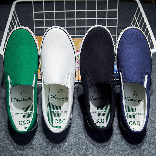 【服饰鞋包】新款夏季男士低帮帆布鞋男鞋子潮流懒人鞋一脚蹬学生板鞋休闲布鞋 商品图1