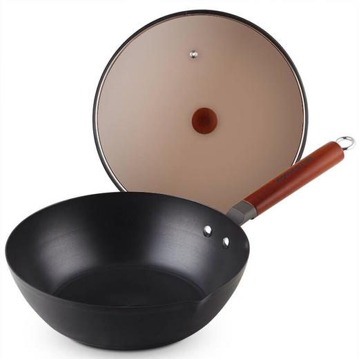 【高纯铁炒锅 极釜】Joyoung/九阳CTB2809铁釜炒锅健康0涂层真不锈玻璃锅盖 商品图1