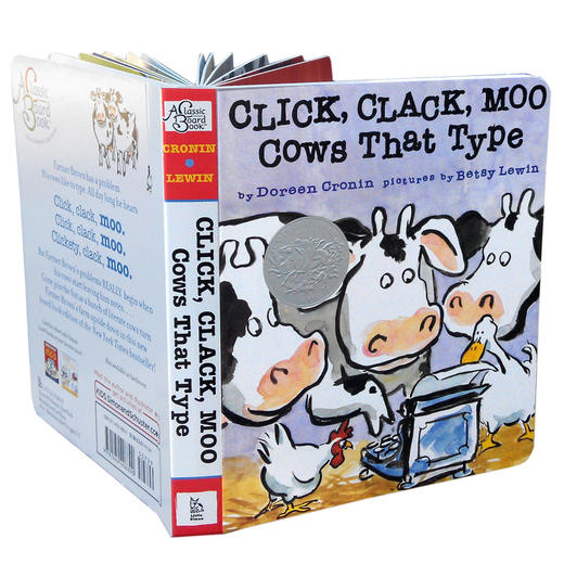 【廖彩杏书单】Click, Clack, Moo: Cows That Type 咔嗒哞嘻哈农场入门 适合0-6岁阅读纸板书 商品图1