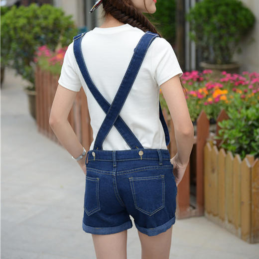 【背带裤】。夏季新款韩版女装可拆卸牛仔背带裤女宽松学生学院风短裤 商品图2
