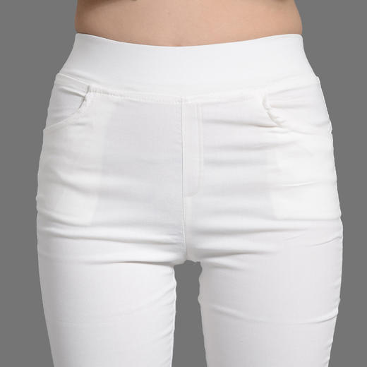【打底裤女】。女士大码裤子夏季新款薄款休闲裤镶钻白色打底裤外穿七分裤女 商品图0