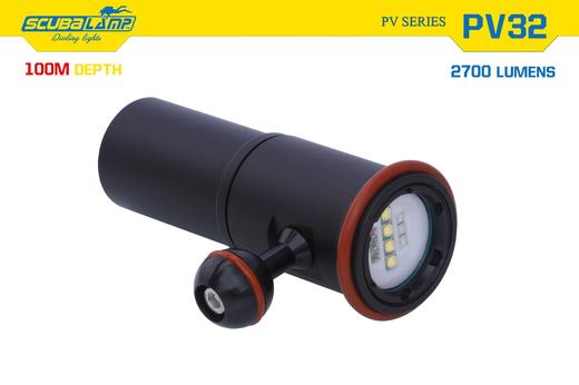 Scubalamp PV32 美国CREE LED 4*白光 3*红光 3*UV紫光 2700流明 专业潜水 高性价比潜水摄影灯 商品图5