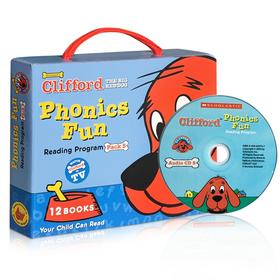 英文原版 Clifford Phonics Fun Pack 5 大红狗趣味拼读 12书+1CD