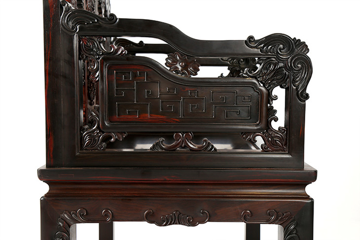 大红酸枝雕西番莲扶手椅三件套(运费到付) - 5833红木导购网