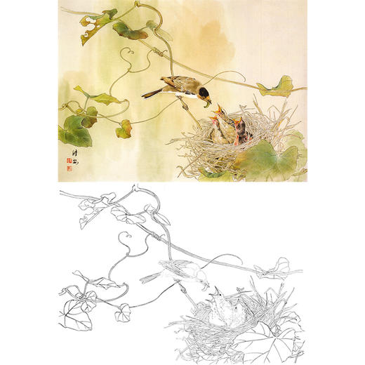 横幅工笔花鸟白描底稿-邹传安-A192 商品图0