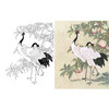 工笔花鸟白描底稿-寿桃仙鹤-斗方小品册页-A185 商品缩略图0