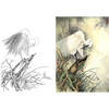 竖幅工笔花鸟白描底稿-白鹭-A182 商品缩略图0