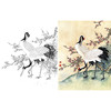 工笔花鸟白描底稿-梅花仙鹤-斗方小品册页-A183 商品缩略图0