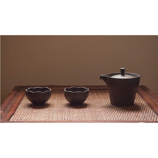竹+竹炭陶一壶两杯套装 竹炭紫砂 茶具套装 个庐 茶道茶艺茶壶 商品图4