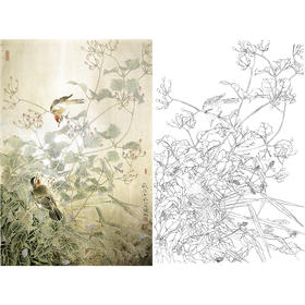 竖幅工笔花鸟白描底稿-A204