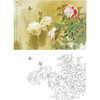横幅工笔花鸟白描底稿-邹传安-牡丹竞秀-A199 商品缩略图0