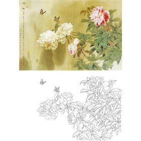 横幅工笔花鸟白描底稿-邹传安-牡丹竞秀-A199