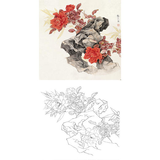 工笔花鸟白描底稿-龚文桢-斗方小品册页-A289 商品图0