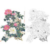 竖幅工笔花鸟白描底稿-花卉-牡丹-A225 商品缩略图0