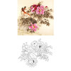 梁燕生工笔花鸟白描底稿-牡丹绶带鸟-斗方小品册页-A278 商品缩略图0