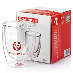 茶途丨双层玻璃杯 熊猫logo 防烫玻璃杯200ml