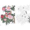 竖幅工笔花鸟白描底稿-花卉-牡丹-A231 商品缩略图0