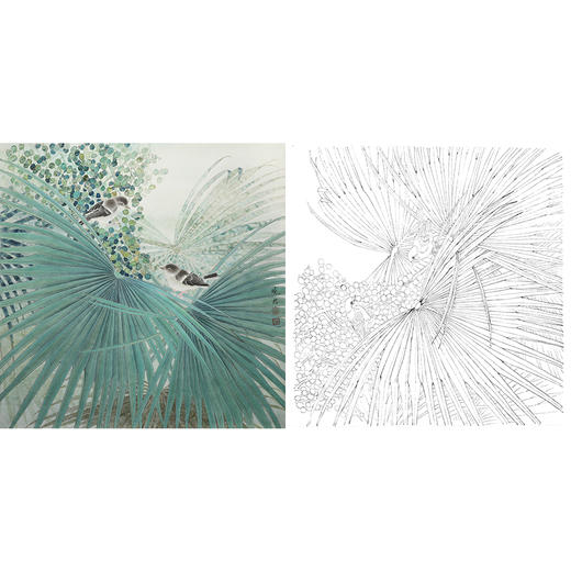 工笔花鸟白描底稿-斗方小品册页-A437 商品图0