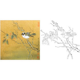 工笔花鸟白描底稿-王东兴-斗方小品册页-A381