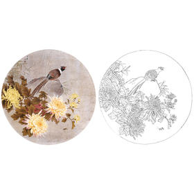 工笔花鸟白描底稿-周中耀小品《呼侣》-多种白描尺寸可选-A406