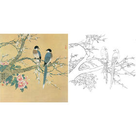 工笔花鸟白描底稿-喻继高-斗方小品册页-A433