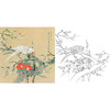 工笔花鸟白描底稿-喻继高-梅花山茶鹦鹉-斗方小品册页-A493 商品缩略图0