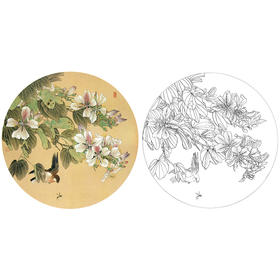工笔花鸟白描底稿-喻继高小品-A418