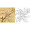 工笔花鸟白描底稿-桃花-斗方小品册页-A501 商品缩略图0