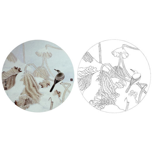 工笔花鸟小品白描底稿-A416 商品图0