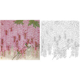 工笔花鸟白描底稿-周彦生-紫藤《乍暖》-斗方小品册页-多种白描尺寸可选-A444