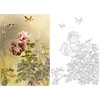 竖幅工笔花鸟白描底稿-邹传安-牡丹-A524 商品缩略图0