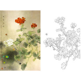 竖幅工笔花鸟白描底稿-邹传安-天竺摇风-A536