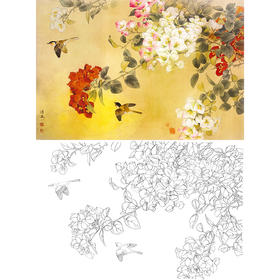 横幅工笔花鸟白描底稿-邹传安-A509