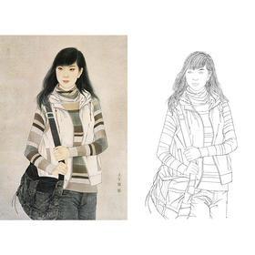 崔景哲竖幅工笔现代仕女人物白描底稿-B114