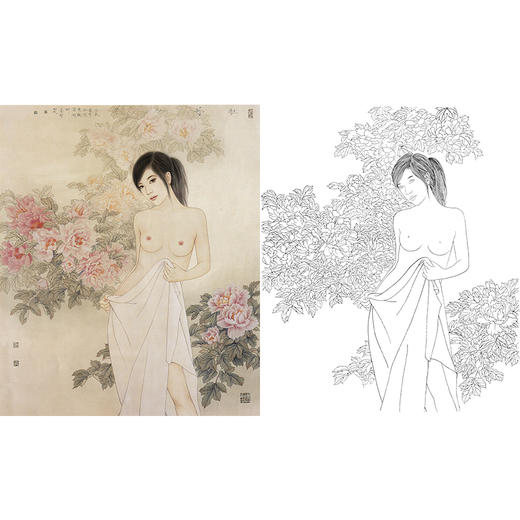 崔景哲工笔现代仕女人物白描底稿-人体-斗方小品册页-B146 商品图0