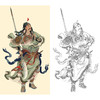 竖幅工笔传统人物白描底稿-关公-关羽-B099 商品缩略图0