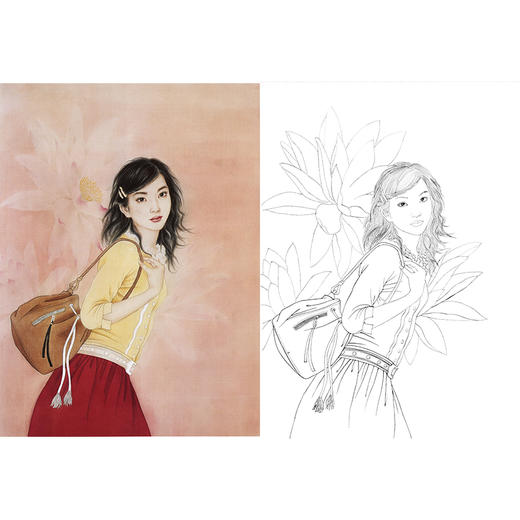 崔景哲工笔现代仕女人物白描底稿-斗方小品册页-B122 商品图0