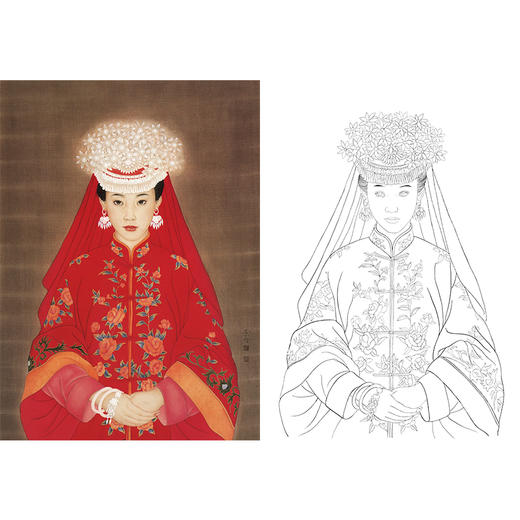 崔景哲工笔现代仕女人物白描底稿-斗方小品册页-B109 商品图0