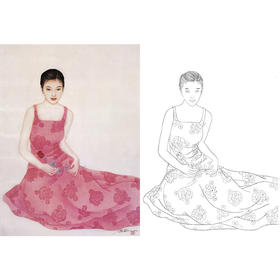 崔景哲工笔现代仕女人物白描底稿-斗方小品册页-B113