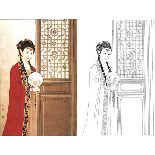 崔景哲竖幅工笔传统仕女人物白描底稿-B066 商品图0