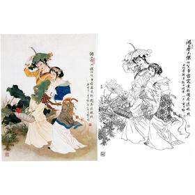 项维仁工笔传统仕女人物白描底稿-斗方小品册页-B039