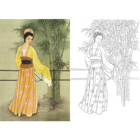 李新禹竖幅工笔传统仕女人物白描底稿-B156