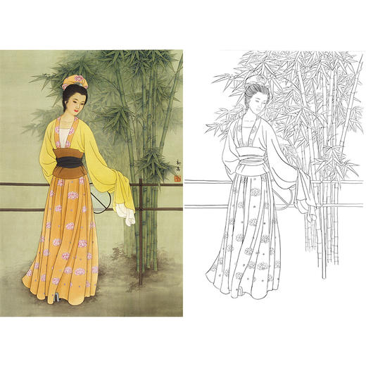 李新禹竖幅工笔传统仕女人物白描底稿-B156 商品图0