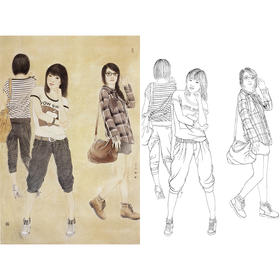 崔景哲工笔现代仕女人物白描底稿-斗方小品册页-B112