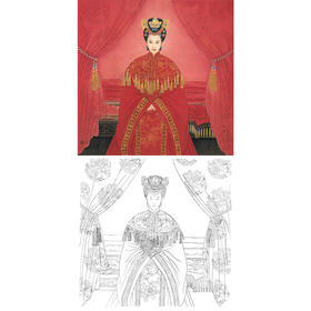 崔景哲工笔传统仕女人物白描底稿-斗方小品册页-B163