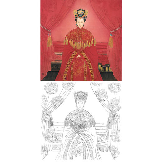 崔景哲工笔传统仕女人物白描底稿-斗方小品册页-B163 商品图0