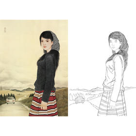 崔景哲工笔现代仕女人物白描底稿-斗方小品册页-B111