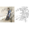 王美芳工笔现代仕女人物白描底稿《阿桃》-斗方小品册页-多种白描尺寸可选-B157 商品缩略图0