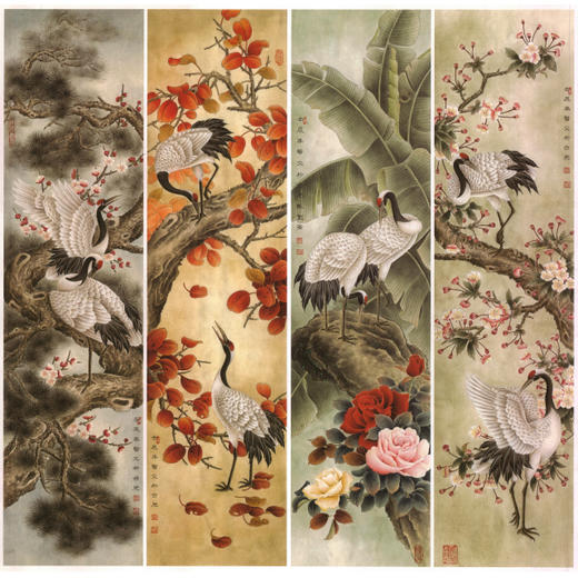 工笔花鸟白描底稿-仙鹤四条屏-TP12 商品图0