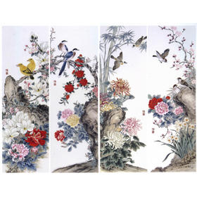 工笔花鸟白描底稿-花鸟四条屏-TP22